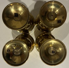 Vintage Four-Piece Indian-made Brass Cup Goblet Set for Brandy, Whiskey, Wine