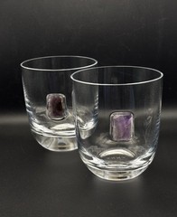 Anna New York Elevo Double Old Fashioned Glasses Set of 2 Crystal Agate Stones