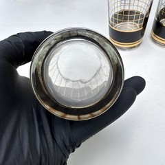 Vintage Culver Black & Gold Highball Glasses Set of 4 Mid Century Barware