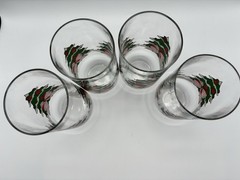 Christmas Tree Highball Glasses with Red and White Striped Bow by Luminarc (4)