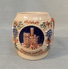 Vintage German Castles Punch Bowl with 8 Cups and Lid Scenic Castle Images