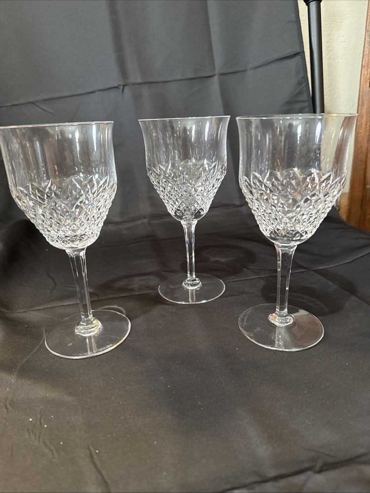 Val St Lambert Normandy Set Of 3 Water Goblets 7 3/8 In