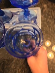 4FOSTORIA GLASS BLUE ARGUS Sherbert Henry Ford Museum Set Of 4~ 5″