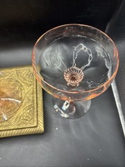 Vintage Fostoria Versailles Etched Pink Champagne Glass 6″ Set Of 2