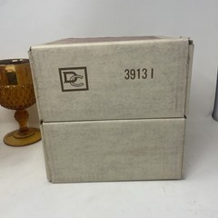 Vintage Indiana Glass Amber Diamond Point Goblets 6.5 Inch, Set of 4 #7906 W/Box