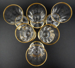 VINTAGE SET OF 6 TIFFIN-FRANCISCAN MINTON GOLD GILDED CRYSTAL CORDIAL GLASSES