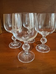 Bohemia Fine Crystal Wine Glasses Set of 4 Czech Cascade Water Goblets Ball Stem