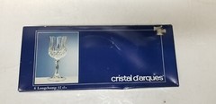 6 CRISTAL D’ARQUES 24% LEAD CRYSTAL LONGCHAMP 6 CL/4OZ CORDIAL GLASSES w/BOX