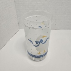 Vintage Libbey Country Geese Goose Frosted Drinking Glasses Set of 3 Blue Bow