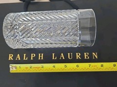 Ralph Lauren Herringbone Crystal HIGHBALL GLASSES Set of 6 Signed