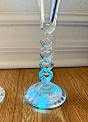 Vtg Cristal D’Arques Forever Heart Flute 10″ Lead Crystal Glasses Lighted In Box