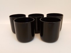 Vintage MCM Libbey black amethyst set of 5 lowball tumbler glasses