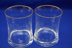 Lenox Holiday Etched Holly (2) Double Old Fashioned Glasses, 4 1/8″
