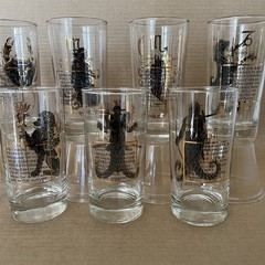 VTG Anchor Hocking MCM Zodiac Highball Bar Glass Set of 12 Horoscope 22k Gold