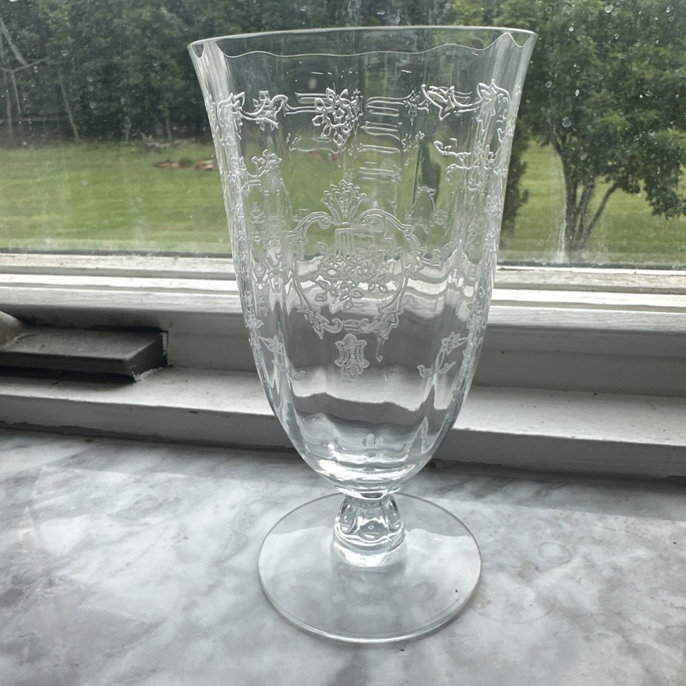 Discontinued Fostoria Crystal Navarre Iced Tea Glass Vintage Etched