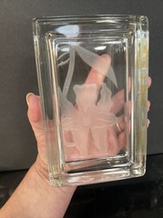 DOROTHY THORPE Glass Trinket Box-Etched Flower-MCM-Art Deco