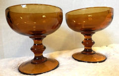 2 Imperial Glass Hoffman House Dark Root-Beer / Amber Color Sherbet Dessert Dish