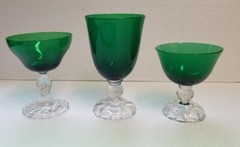 VTG Set 3 Assorted Fostoria Colonial Dame & Victorian Empire Green Glass
