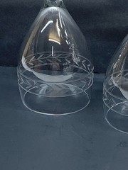 3 Vintage Wine Glasses Clear glass with Etched Design 6-3/4″ Tall