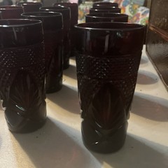 12 VTG Ruby Red Tumblers, Luminarc Cristal D’Arques Durand France 1Serving Plate