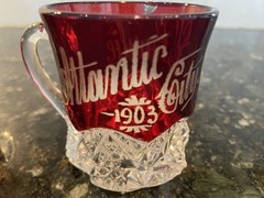 Set of 3 Antique Ruby Stained Souvenir Glasses – Atlantic City 1901 &1903
