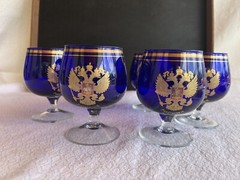 Vintage Soviet Russian Cobalt Blue Drinking Glasses