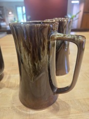 Canonsburg Carefree Ironstone Brown Drip Tankard Mug Set of 6 – As Is, Chips
