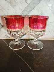 Indiana Glass Tiffin-Franciscan King’s Crown Ruby Red Thumbprint Goblets