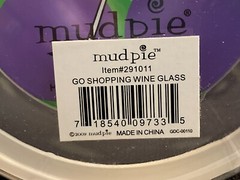 New! Cheers! Mud Pie Wine Glass; says «Stimulate The Economy~Go Shopping!» 16 oz