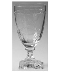Gorham Crystal «CHANTILLY» Wine Glasses 7.25” Set of 6 Cut Floral Design Square