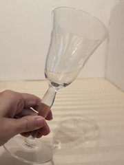 VTG Etched Wine Glasses Lot of 5 Tapered Stem 7″ MCM Leaf Floral Bud Barware