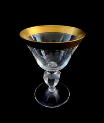 THERESIENTHAL Crystal 5″ WHITE WINE Glass MARLOWE Pattern 24K GOLD Minton Trim