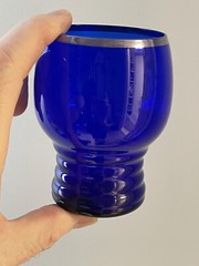Set 2 Imperial Shaeffer Platinum Trim Tumblers Cobalt Blue Morgantown