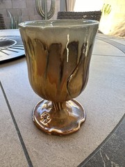 Handmade Pottery Goblet Chalice Cup With Scalloped Edge