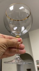 4 Vintage Bohemia Crystal -Crystalex BOC42 Balloon Water Glass Gold Ball Stem
