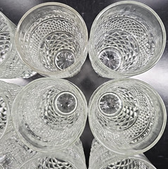 9 Anchor Hocking Wexford 10 Oz Tumblers Vintage Clear Diamond Cut Etch Retro Lot