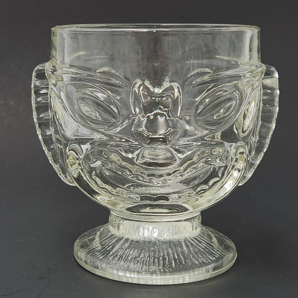 Vintage Tiki Glass Two Faced Goblet Happy Sad Face Cocktails Hawaiian 4.5 Inch