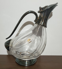 RCR Silverplate Pitcher Decanter Carafe Italian Royal Crystal Rock Vintage