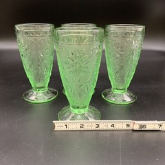Set of 4 Tiara Green Sandwich Iced Tea Tumblers | Vintage Collectible Glassware