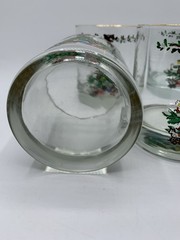 Vintage Christmas Tree Glass Lowball Tumblers Set Of 6 Rocking Horse Angel