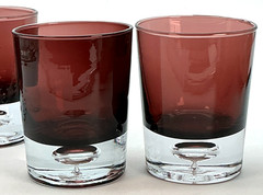 Laura Glass Works Double Old Fashioned Amethyst Bubble Tumblers 12 oz Set of 4