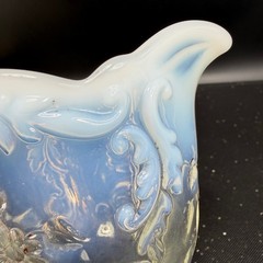 EAPG Northwood Intaglio Blue Opalescent Glass Creamer Antique Victorian Floral