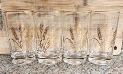 MCM Set of 4 Homer Laughlin 22K Golden Wheat 4 oz Juice Glasses 4″