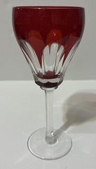 Crystal Legends Godinger Wine Glass Ruby Red Fine Dining Goblet Cut To Clear 8”