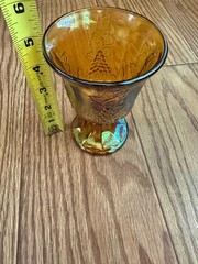 Vintage Indiana Carnival Glass Marigold Goblet Iridescent Amber Harvest Grape