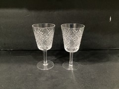 Waterford Crystal Alana Large Wine Water Glasses Ireland Set of 2 *