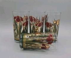 Vtg Culver Iris Cinnabar Highball MCM 22KT Set/4 EUC