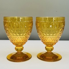 Lot 4 VILLEROY & BOCH BOSTON Amber GOBLETS XL Wine Water Sangria GLASSES 5.50″
