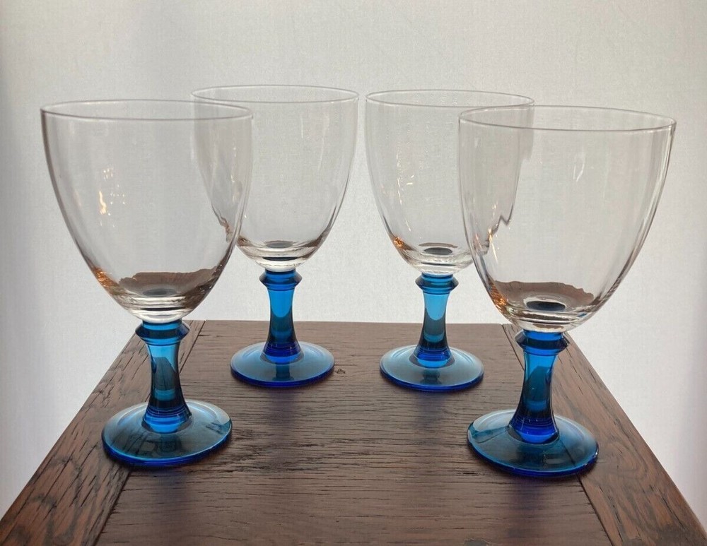 Artland VENTURE SLATE BLUE Crystal Wine Water Goblet set of 4