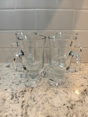Set of 4 Vintage Libbey Clear Glass Irish Coffee Pedestal Mugs 8 Ounce Capacity